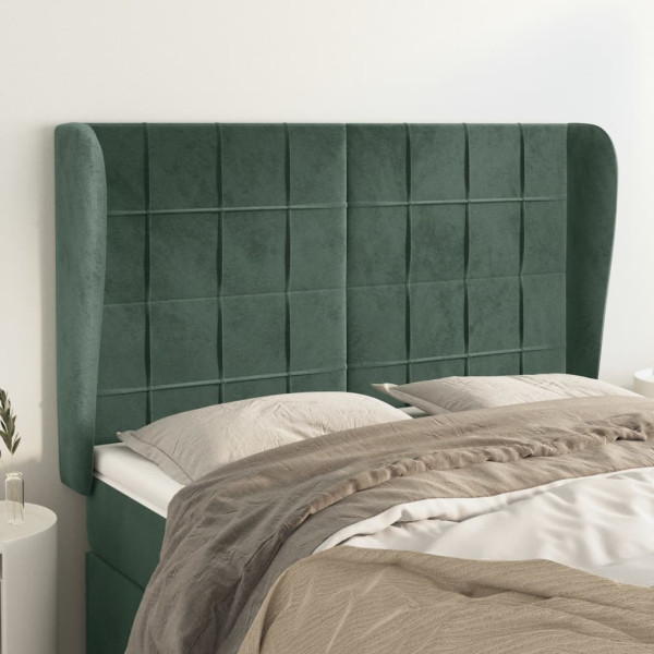 Cabecero con orejas de terciopelo verde oscuro 147x23x118/128cm D