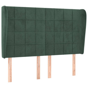 Cabecero con orejas de terciopelo verde oscuro 147x23x118/128cm H