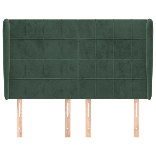 Cabecero con orejas de terciopelo verde oscuro 147x23x118/128cm M 3