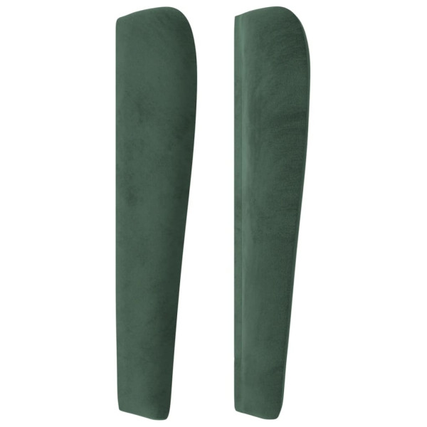 Cabeceira cama c/ abas veludo 147x23x118/128 cm verde-escuro M 4