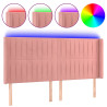 Cabecero con LED de terciopelo rosa 203x16x118/128 cm 2