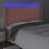 Cabeceira de cama c/ luzes LED veludo 203x16x118/128 cm rosa 4