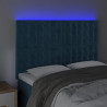 Cabeceira cama c/ luzes LED veludo 144x5x118/128cm azul-escuro 3