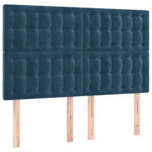 Cabeceira de cama 4 pcs veludo 72x5x78/88 cm azul-escuro H