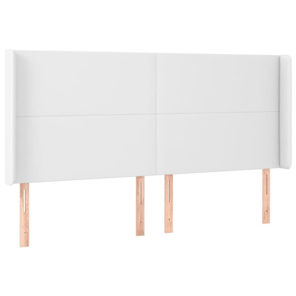 Cabeceira cama c/ abas couro artificial 163x23x118/128cm branco M 2