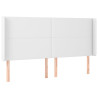 Cabecero con orejas de cuero sintético blanco 163x23x118/128 cm 2