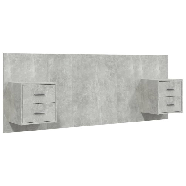 Cabecero de cama con mesitas madera contrachapada gris hormigón M 2