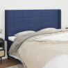 Cabeceira de cama c/ abas tecido 203x16x118/128 cm azul 1