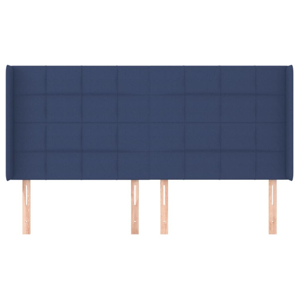 Cabeceira de cama c/ abas tecido 203x16x118/128 cm azul M 3