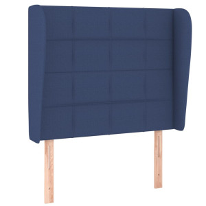 Cabecero con orejas de tela azul 103x23x118/128 cm H