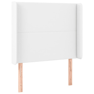 Cabecero con orejas de cuero sintético blanco 83x16x118/128 cm H