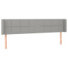 Cabeceira de cama c/ abas tecido 183x16x78/88 cm cinzento-claro 2