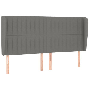 Cabeceira cama c/ abas tecido 183x23x118/128 cm cinzento-escuro H