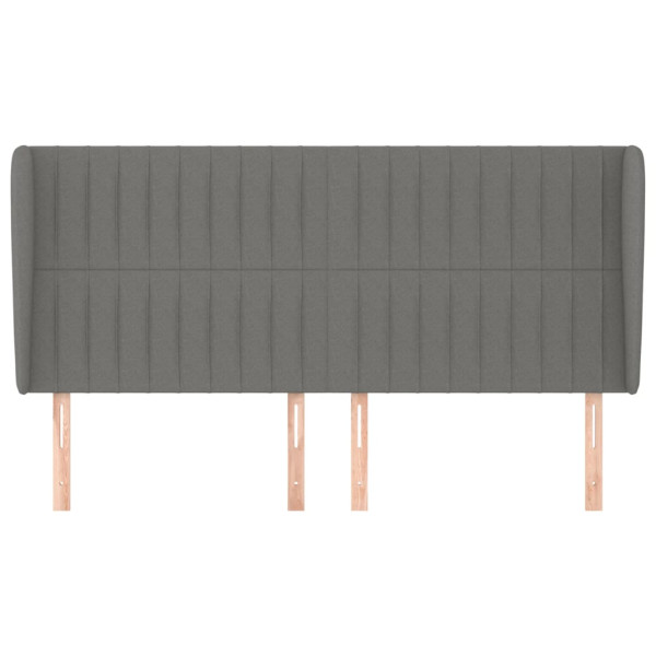 Cabecero con orejas de tela gris oscuro 183x23x118/128 cm M 3