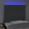 Cabeceira de cama c/ LED tecido 90x5x118/128 cm cinza-escuro 3