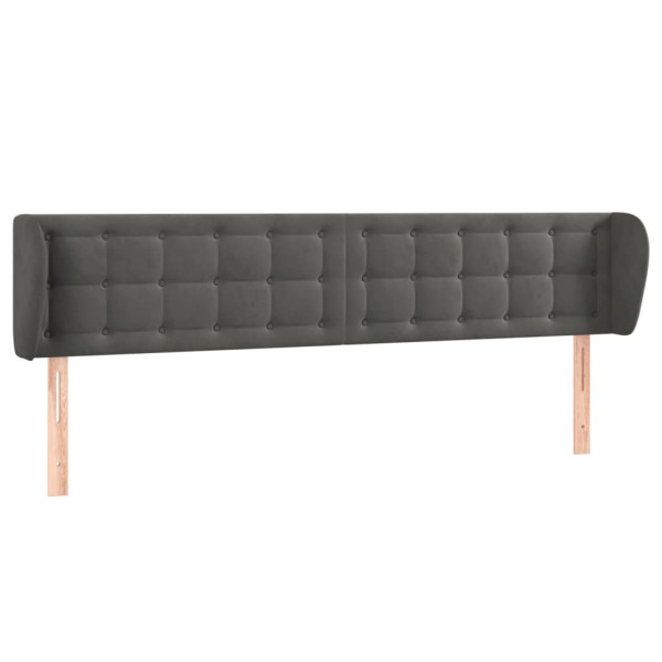 Cabecero de terciopelo gris oscuro 203x23x78/88 cm M 2