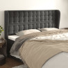 Cabeceira cama c/ abas veludo 203x23x118/128 cm cinzento-escuro 1