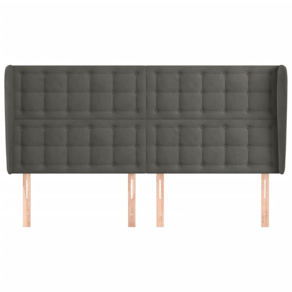 Cabecero con orejas de terciopelo gris oscuro 203x23x118/128 cm M 3