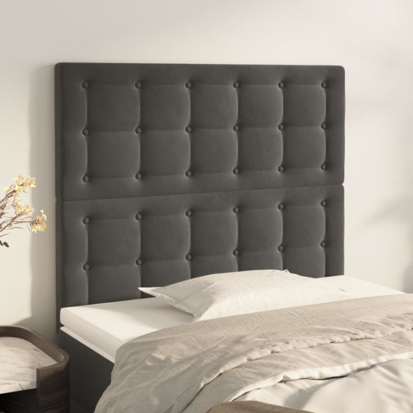 Cabeceros 2 unidades de terciopelo gris oscuro 100x5x78/88 cm D