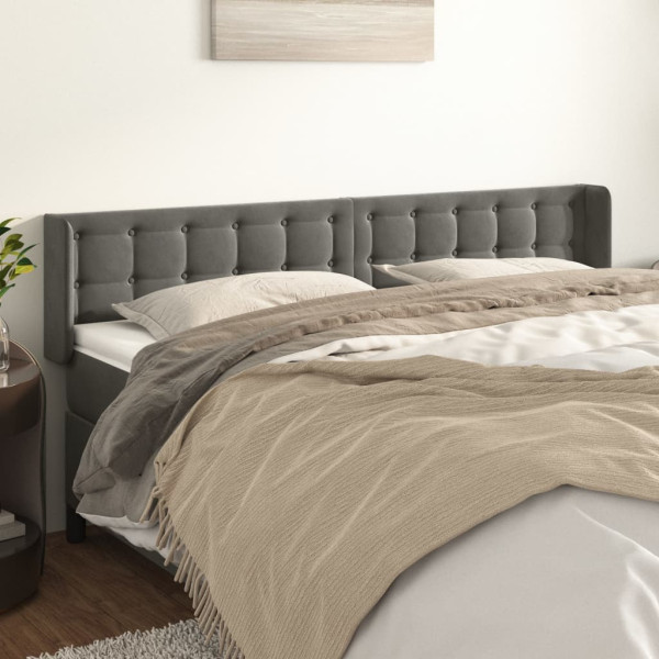 Cabecero de terciopelo gris oscuro 203x16x78/88 cm D