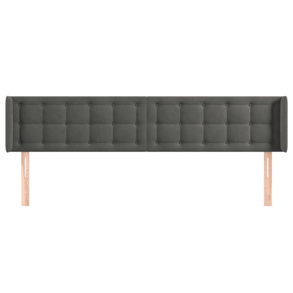 Cabeceira de cama c/ abas veludo 203x16x78/88cm cinzento-escuro M 3