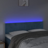 Cabeceira de cama c/ luzes LED veludo 144x5x78/88cm azul-escuro 3