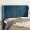 Cabeceira cama c/ abas veludo 147x23x118/128 cm azul-escuro 1