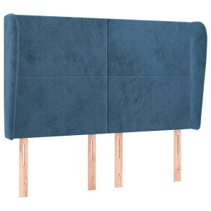 Cabecero con orejas de terciopelo azul oscuro 147x23x118/128 cm H