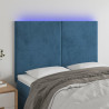 Cabecero con luces LED terciopelo azul oscuro 144x5x118/128 cm 1