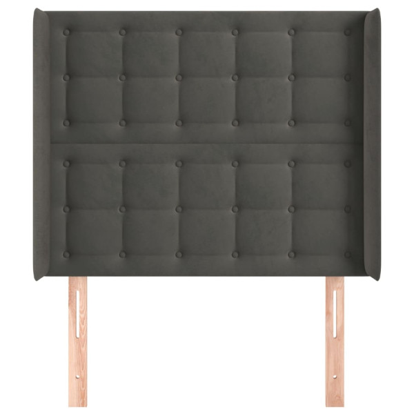 Cabecero con orejas de terciopelo gris oscuro 103x16x118/128 cm M 3