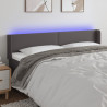 Cabecero con LED cuero sintético gris 203x16x78/88 cm 1