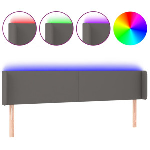 Cabecero con LED cuero sintético gris 203x16x78/88 cm H