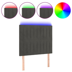 Cabecero con luces LED terciopelo gris oscuro 90x5x118/128 cm H