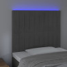 Cabeceira de cama c/ LED veludo 90x5x118/128 cm cinza-escuro 3