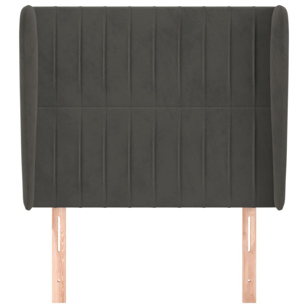 Cabecero con orejas de terciopelo gris oscuro 93x23x118/128 cm M 3