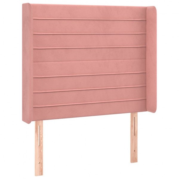 Cabeceira de cama c/ abas veludo 93x16x118/128 cm rosa M 2