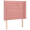 Cabecero con orejas de terciopelo rosa 93x16x118/128 cm 2