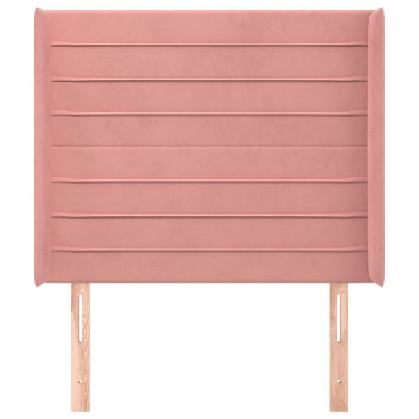 Cabeceira de cama c/ abas veludo 93x16x118/128 cm rosa M 3