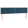 Cabeceira de cama c/ luzes LED veludo 160x5x78/88cm azul-escuro 4