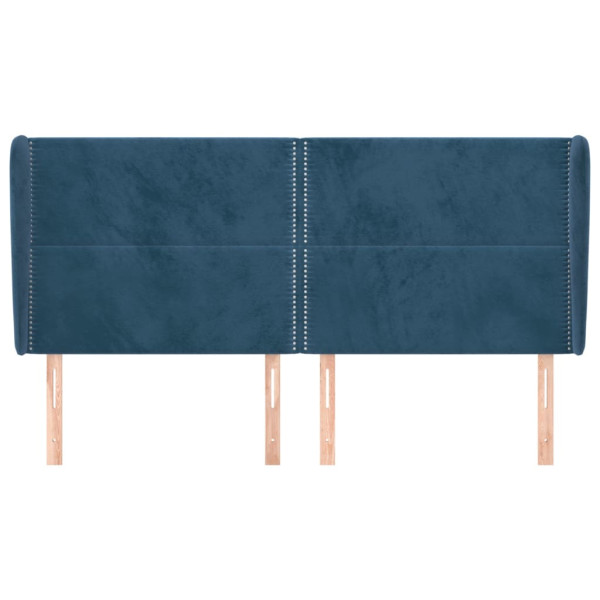 Cabeceira cama c/ abas veludo 163x23x118/128 cm azul-escuro M 3