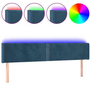 Cabecero con LED de terciopelo azul oscuro 163x16x78/88 cm H