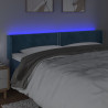 Cabeceira cama c/ luzes LED veludo 163x16x78/88 cm azul-escuro 4
