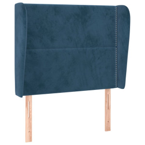 Cabecero con orejas de terciopelo azul oscuro 83x23x118/128 cm H