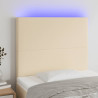 Cabeceira de cama c/ LED tecido 90x5x118/128cm crème 1