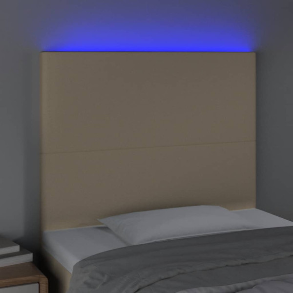 Cabecero con luces LED tela crema 90x5x118/128 cm M 3