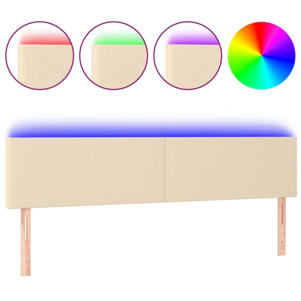 Cabecero con LED de tela color crema 180x5x78/88 cm M 2