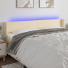 Cabeceira de cama c/ luzes LED tecido 183x16x78/88 cm cor creme 1