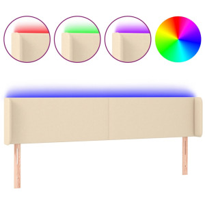 Cabeceira de cama c/ luzes LED tecido 183x16x78/88 cm cor creme H