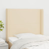 Cabeceira de cama c/ abas tecido 93x16x118/128 cm creme 1