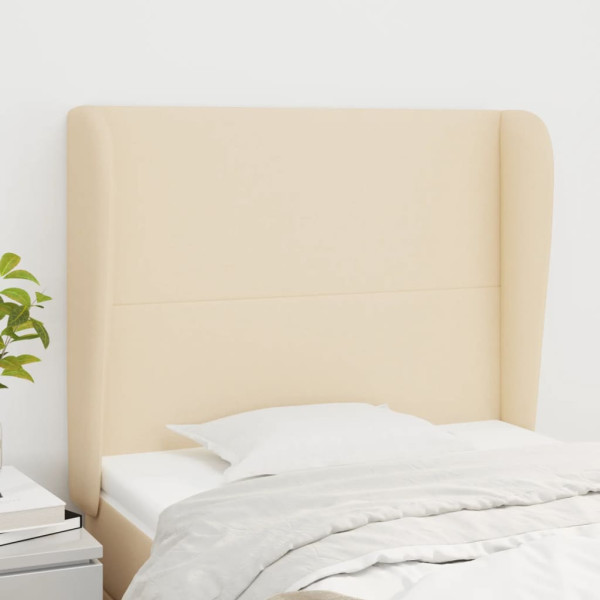 Cabecero con orejas de tela color crema 93x23x118/128 cm D